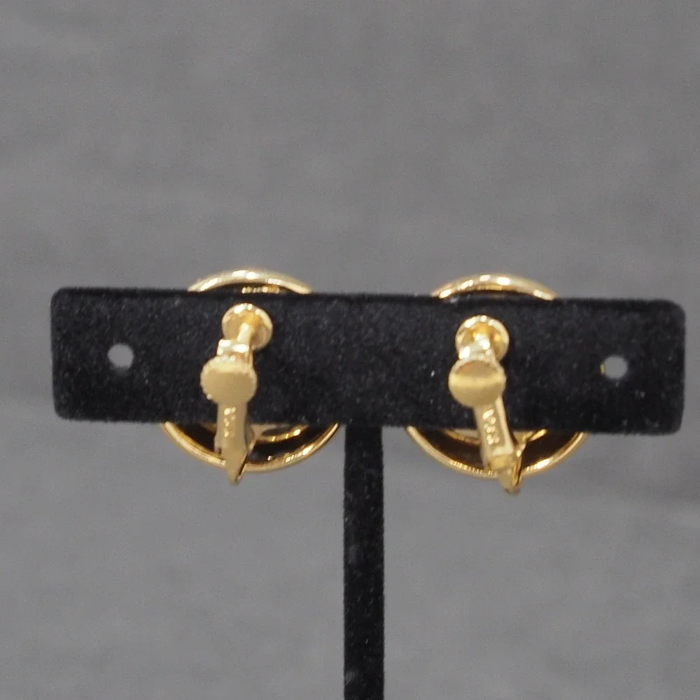 Napier Signed Screw Back Earrings Gold Tone Round Dome Button Vintage Designer